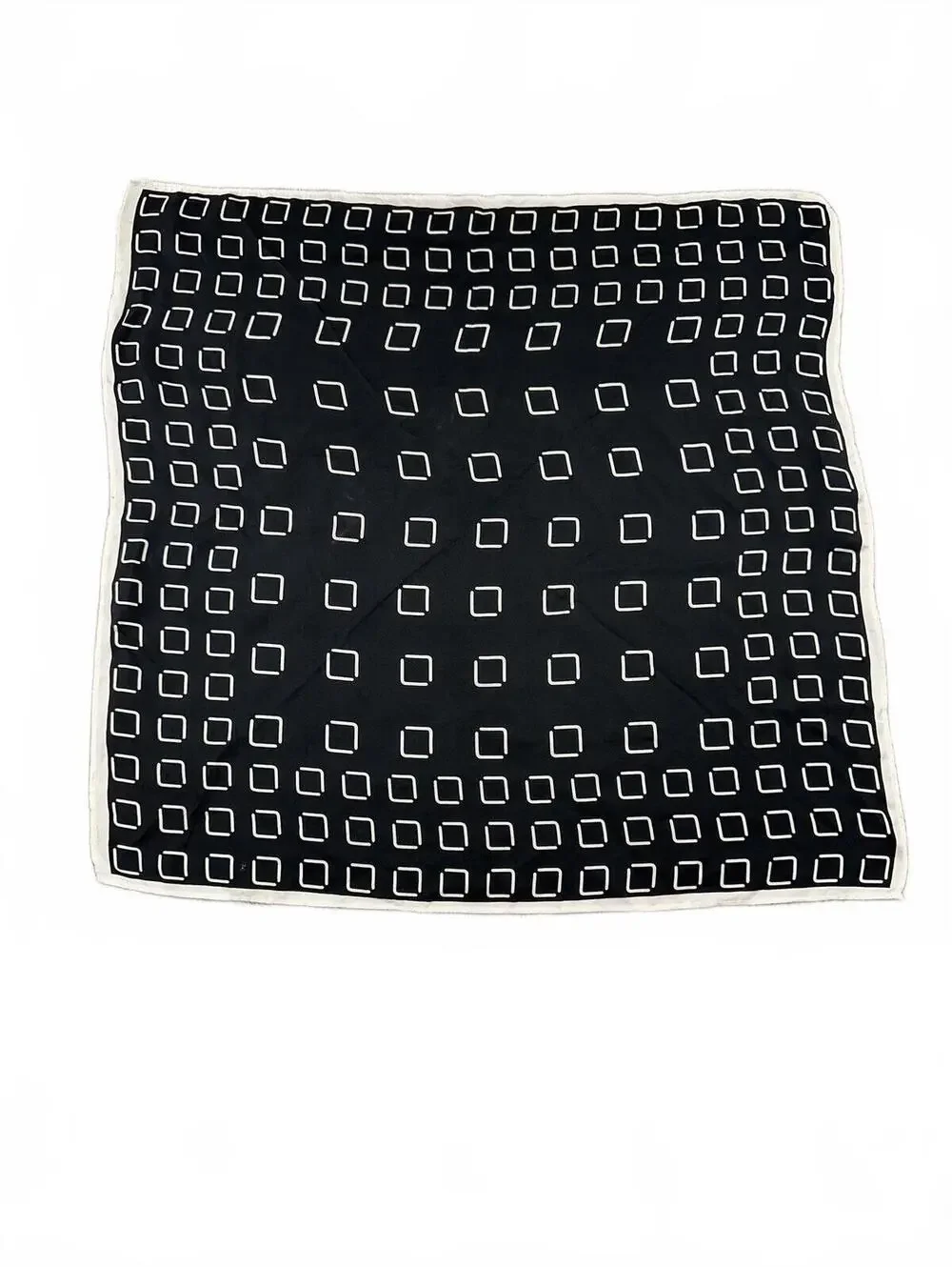 Black and White Geometric Silk Scarf